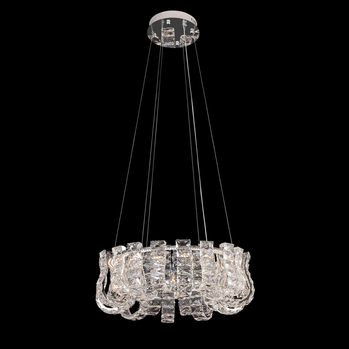 Halo LED Crystal Chrome Round Chandelier 23"