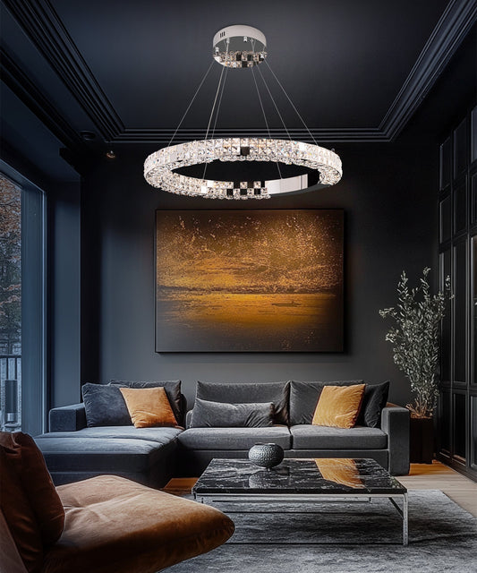 Modern Crystal LED Ring Chandelier - view 2