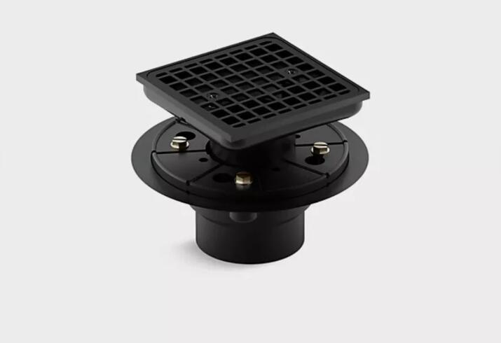 New Kohler 9136-BL Square Shower Drain Matte Black