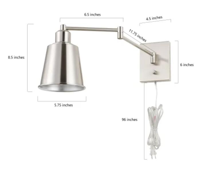JONATHAN Y Lighting JYL7576 Cary 9" Tall LED Plug-In Wall Sconce - Nickel