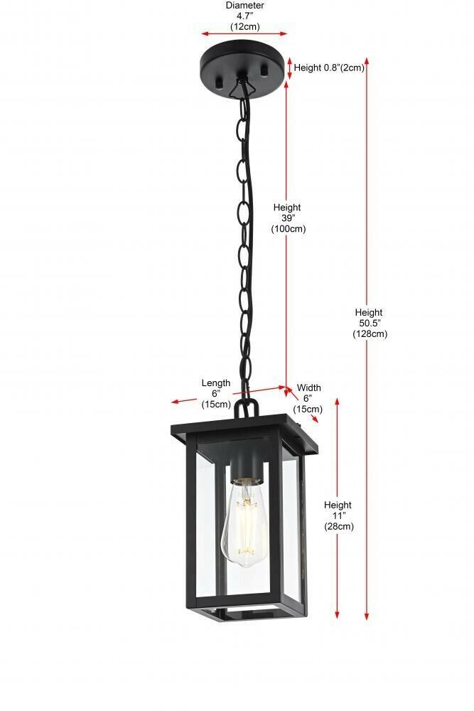 Elegant Lighting OD324H11BK Venango 7 inch Outdoor Pendant in Black