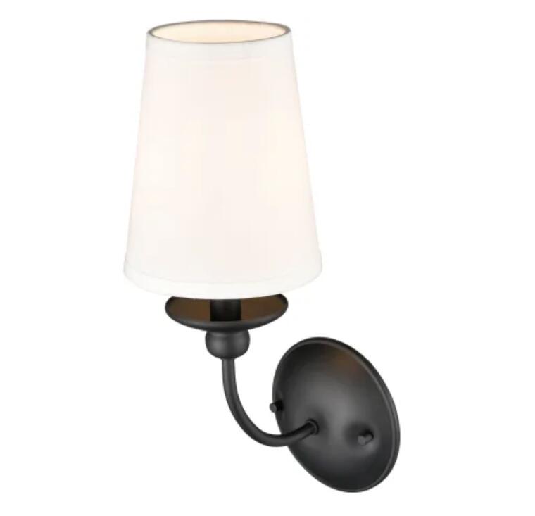 Millenium Lighting 4381-MB Delvona 15" Tall Wall Sconce Black with White Shade