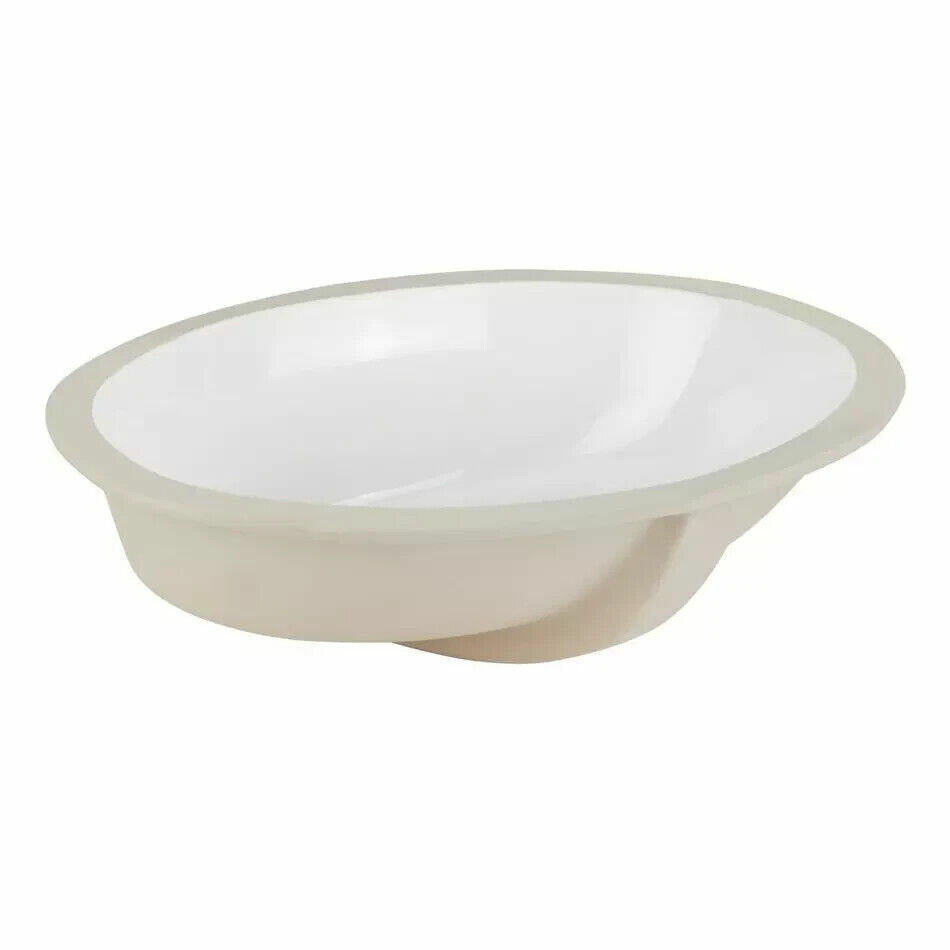 Signature Hardware 19" Mangrove Porcelain Oval Undermount Bathroom Sink White