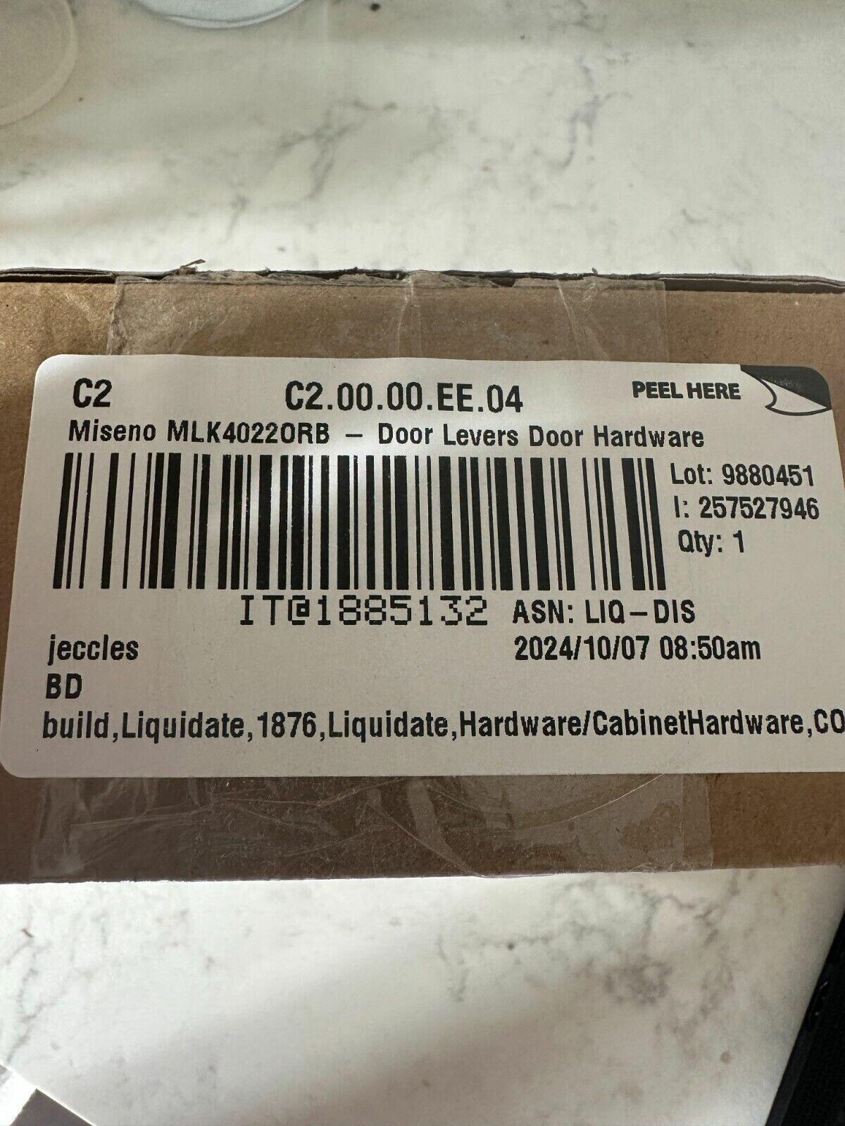Miseno MLK4022ORB Lorton Flat Bar Passage Door Lever Set - Oil Rubbed Bronze