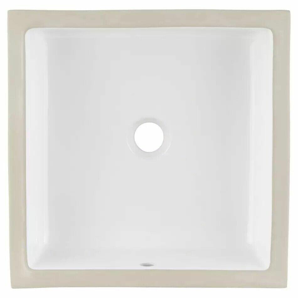 Signature Hardware - Destin White Square Porcelain Undermount Bathroom Sink