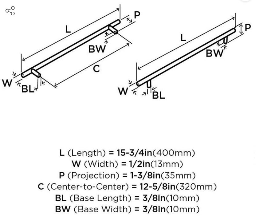 Amerock BP19015SS - Brushed Stainless Steel Bar Pull ( 15 3/4" O/A )