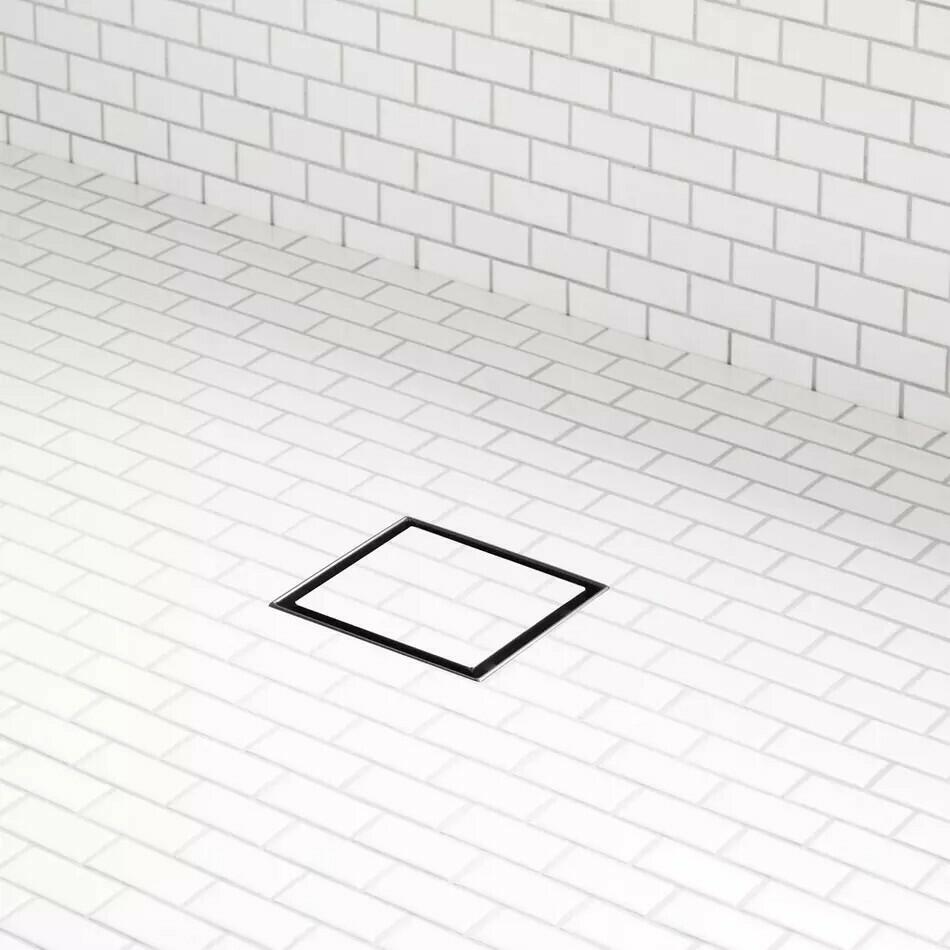 Signature Hardware - 8" Cohen Square Tile-In Shower Drain, Matte Black