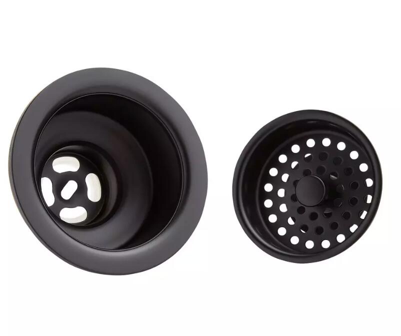 Signature Hardware Strainer Basket with Lift Stopper - 3-1/2", Matte Black