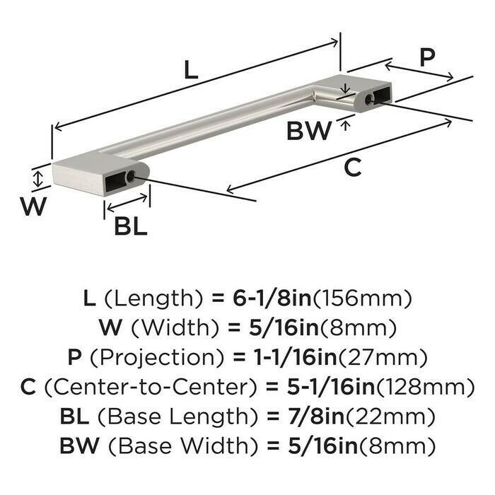 Amerock BP37132G10 Cityscape Collection 5-1/16 in. (128mm) Pull, Satin Nickel