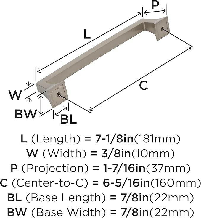 Amerock BP53530G10 Cabinet Pull Satin Nickel-6-5/16 inch (160 mm) C2C Mulholand