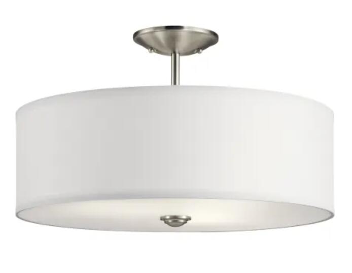 Kichler Shailene 18 in. 3-Light Brushed Nickel Semi-Flush Mount Ceiling Light
