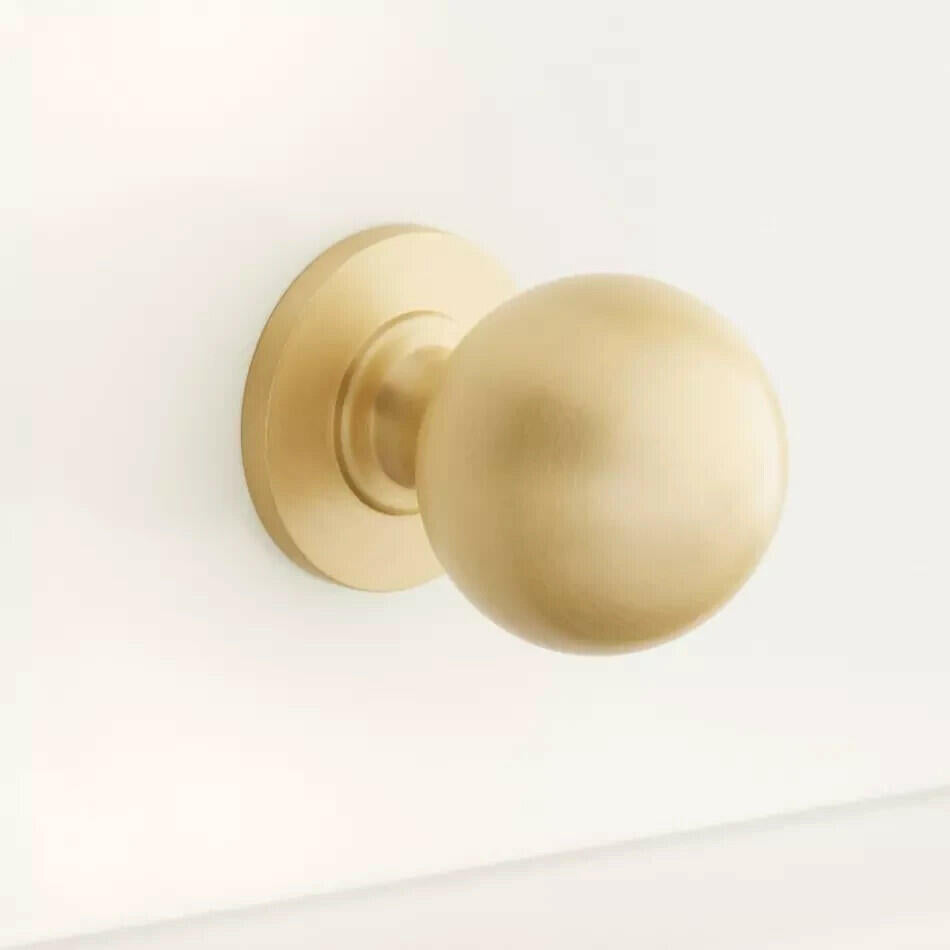 Signature Hardware 1" Rodino Solid Brass Round Cabinet Knob-Satin Brass- 2 Pack