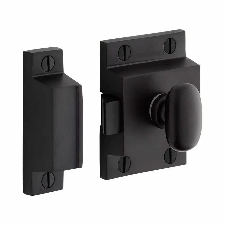 Signature Hardware - Pitkin Brass Cabinet Latches w/oval knob - Matte Black