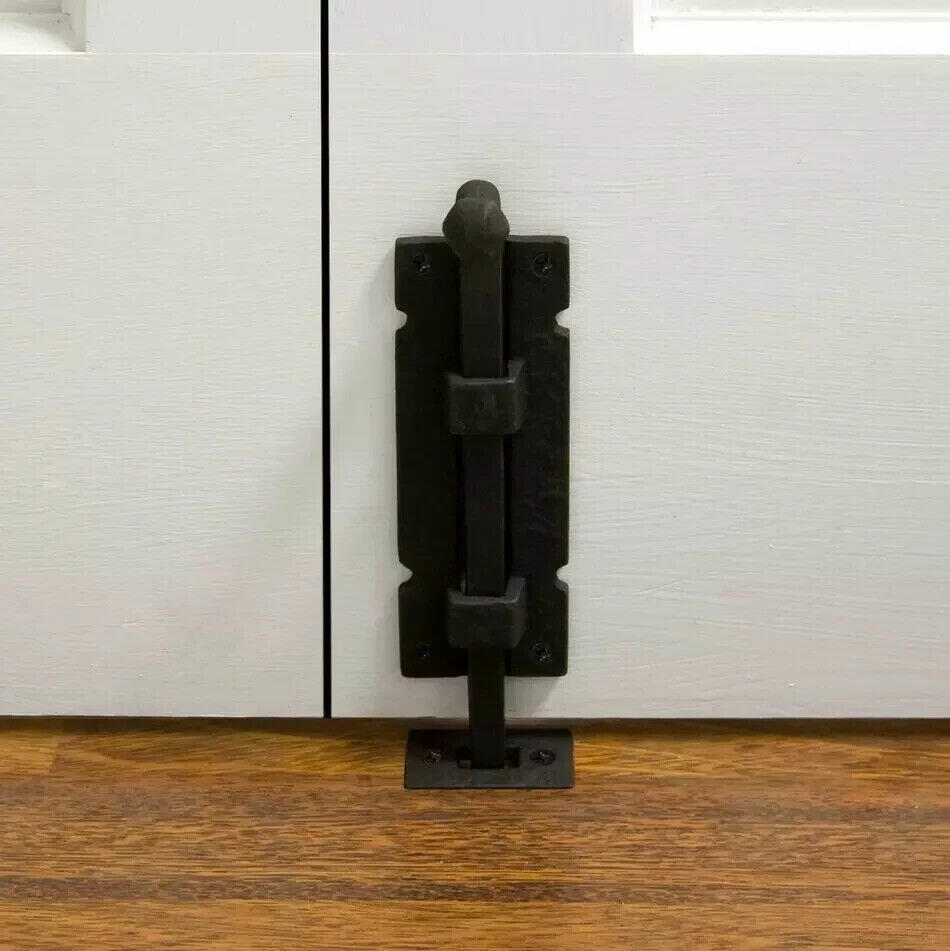 Signature Hardware-8" Vertical Mount Square Iron Surface Bolt-Black Powder Coat
