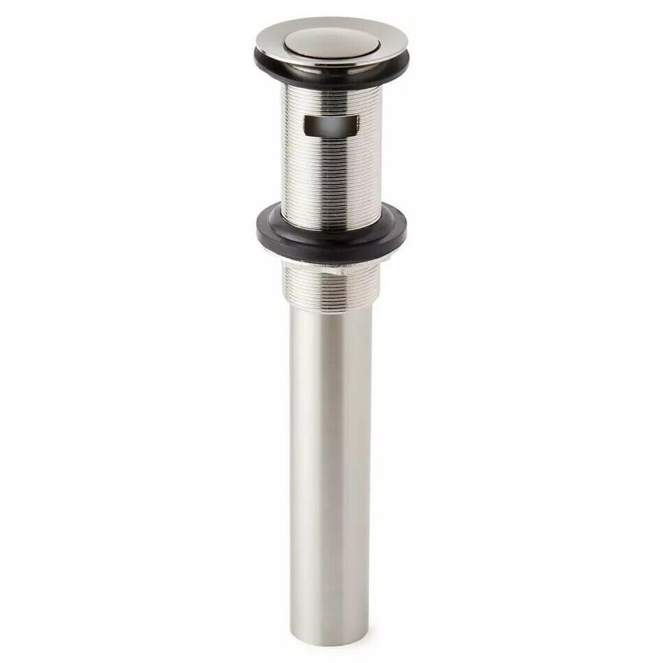 Signature Hardware Extended Press Type Pop-Up Bathroom Drain - Overflow Hole-BN