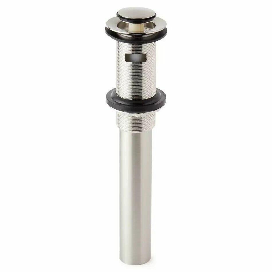 Signature Hardware Extended Press Type Pop-Up Bathroom Drain - Overflow Hole-BN