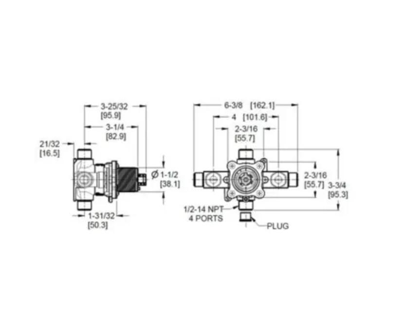 Pfister 1/2 Inch Tub and Shower Rough-In Valve with Integral Stops 0X8-340A