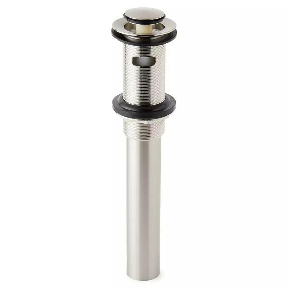 Signature Hardware Extended Press Type Pop-Up Bathroom Drain - Overflow Hole-BN