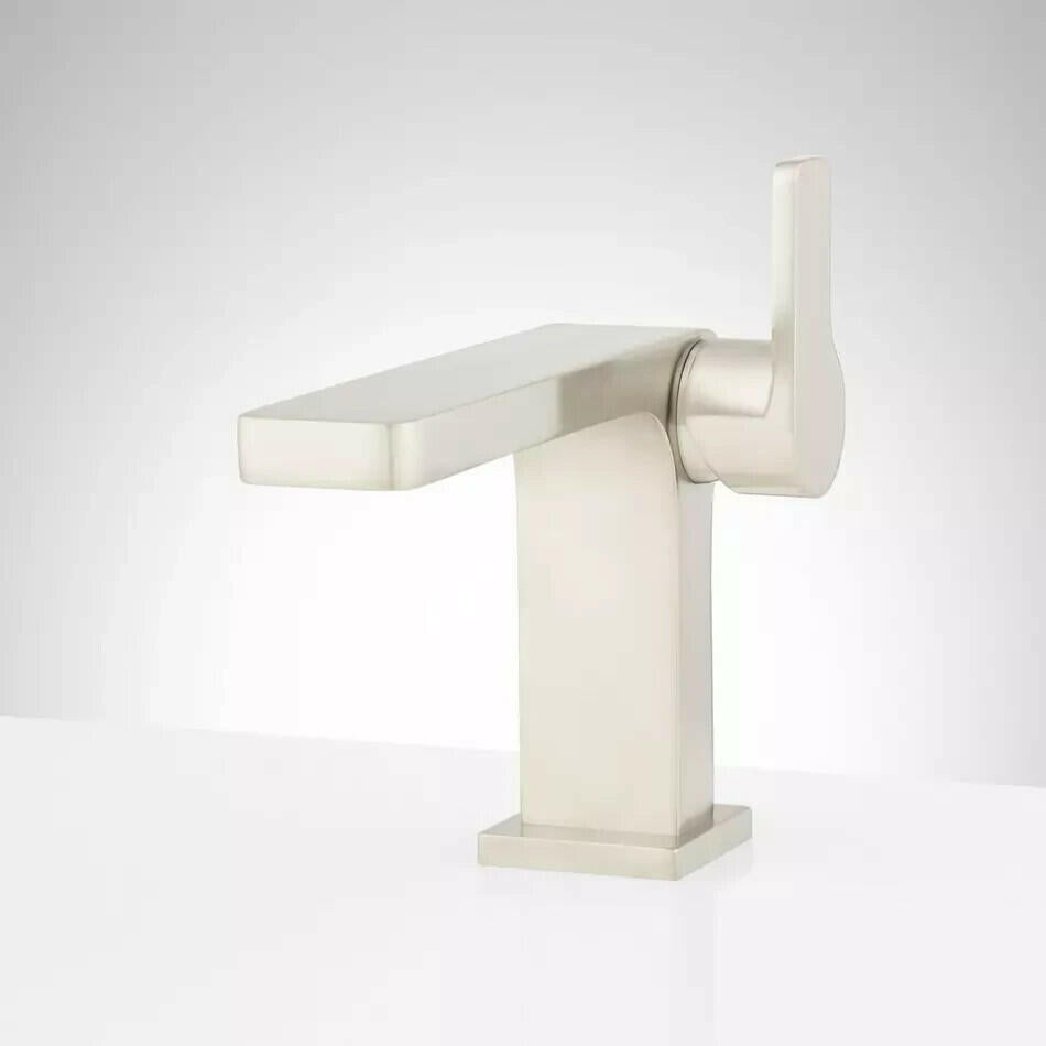 Signature Hardware - Hibiscus Single-Holte Bathroom Faucet - Brushed Nickel
