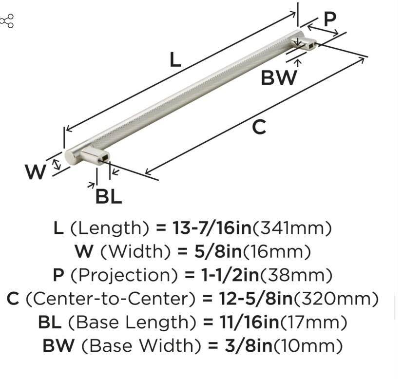 Amerock - BP36561G10 - 12-5/8" Center Satin Nickel Cabinet Pull-Bronx Collection