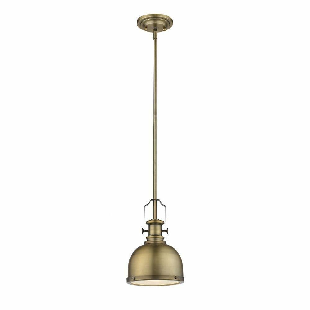 Z-Lite 725MP-HBR 1 Light Mini Pendant, Heritage Brass