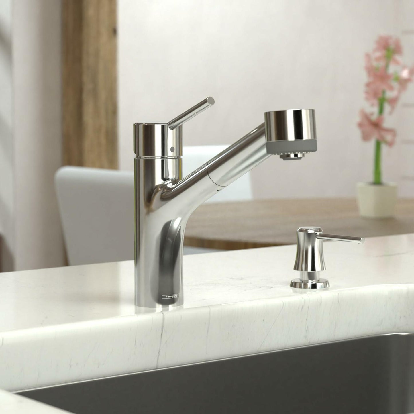 hansgrohe Talis S Chrome Single-Handle Kitchen Faucet with Pull Out Sprayer