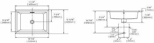 Miseno MNO1713BWH 20"X16" Rectangular Undermount Bathroom Sink w/Overflow-White