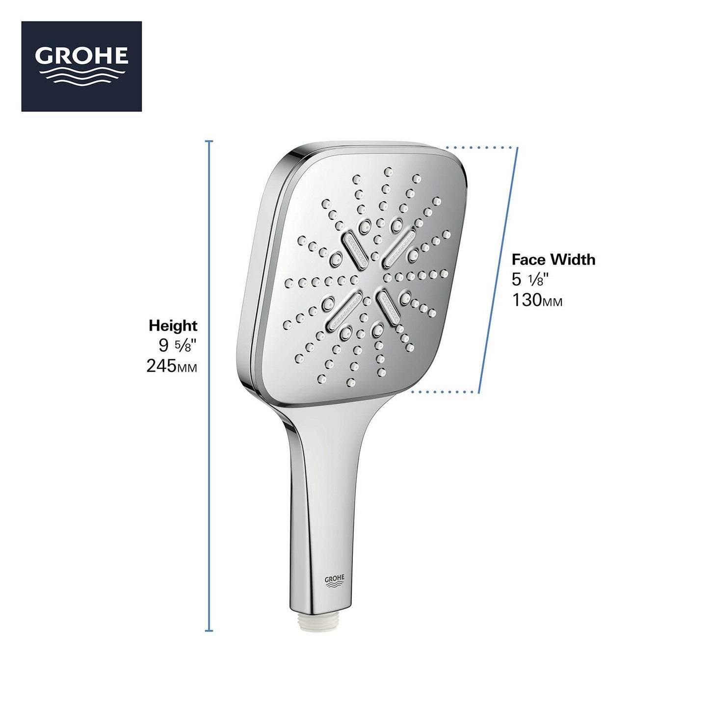 GROHE Rainshower Smartactive Hand SQUARE Shower-3 Sprays, 1.75 gpm, BN