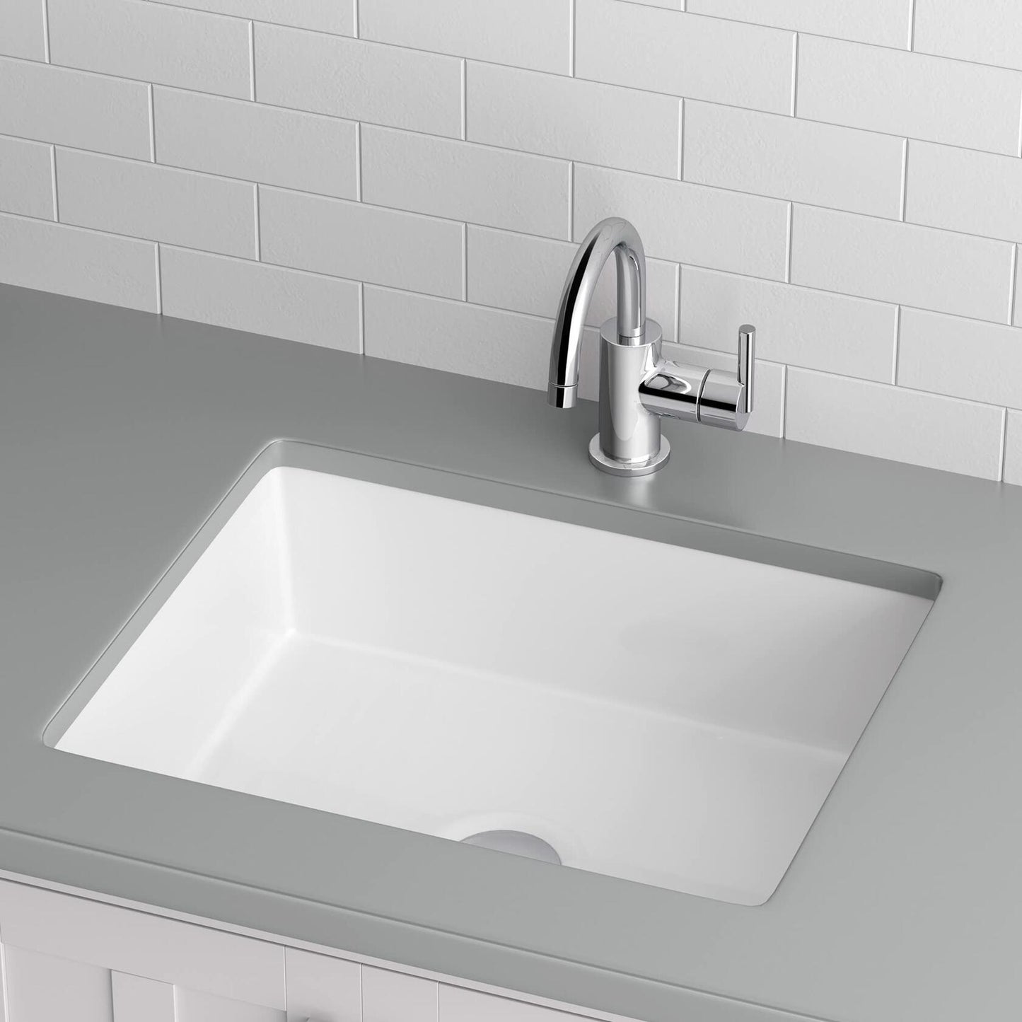 Miseno MNO1713BWH 20"X16" Rectangular Undermount Bathroom Sink w/Overflow-White