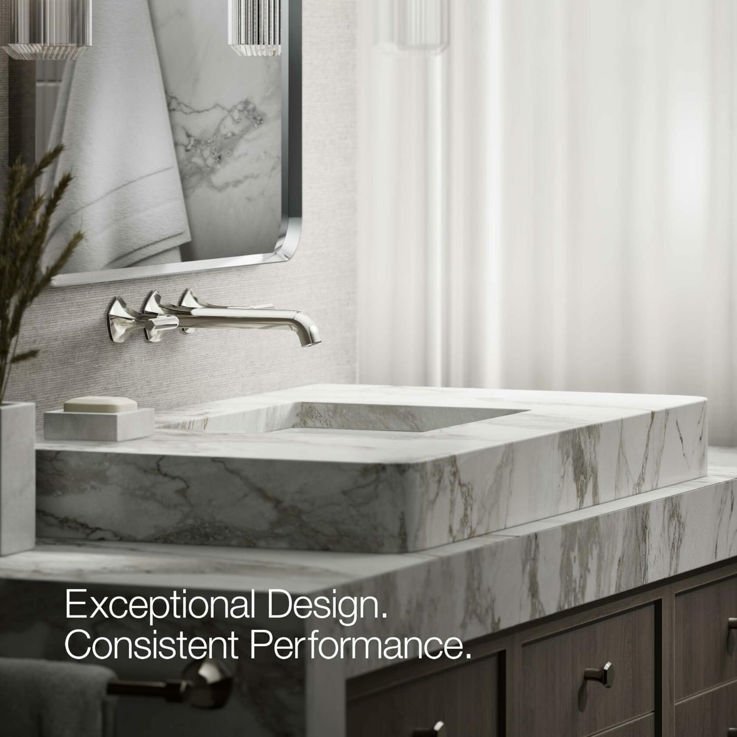 KOHLER T27013-4-SN Occasion Wall-Mount Bathroom Lever Handles Polished Nickel