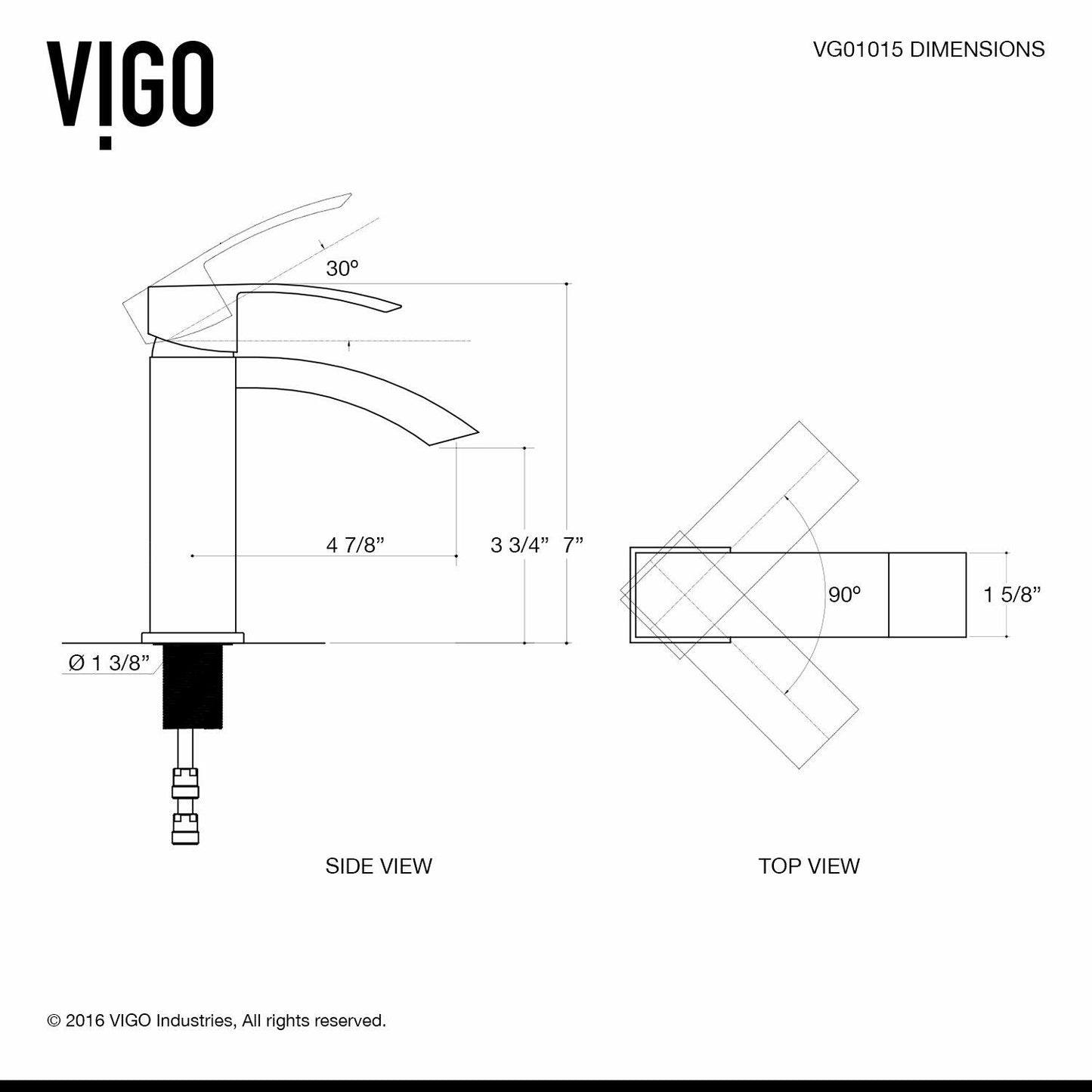 Vigo VG01015CH Lavatory Faucet - Single Hole - Chrome