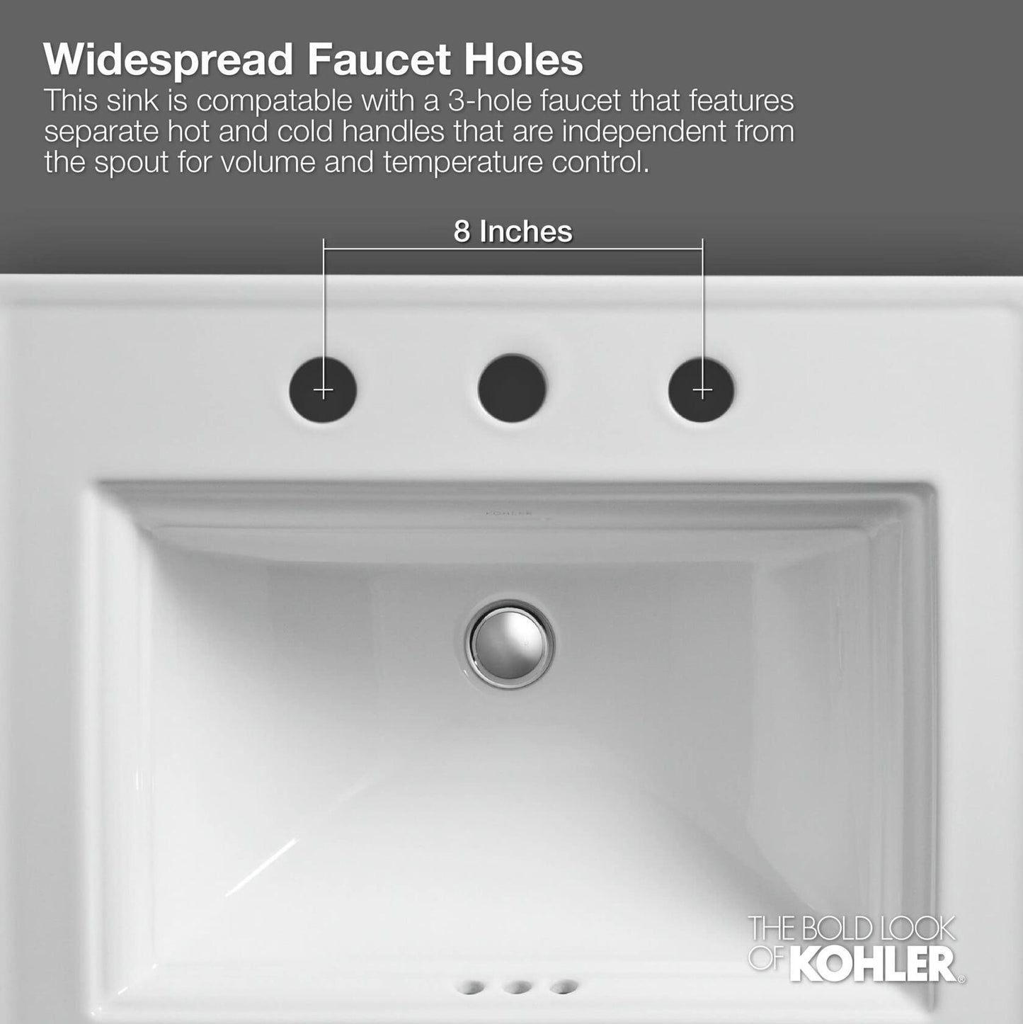 Pennington® Drop-in bathroom sink with 8" widespread faucet holes