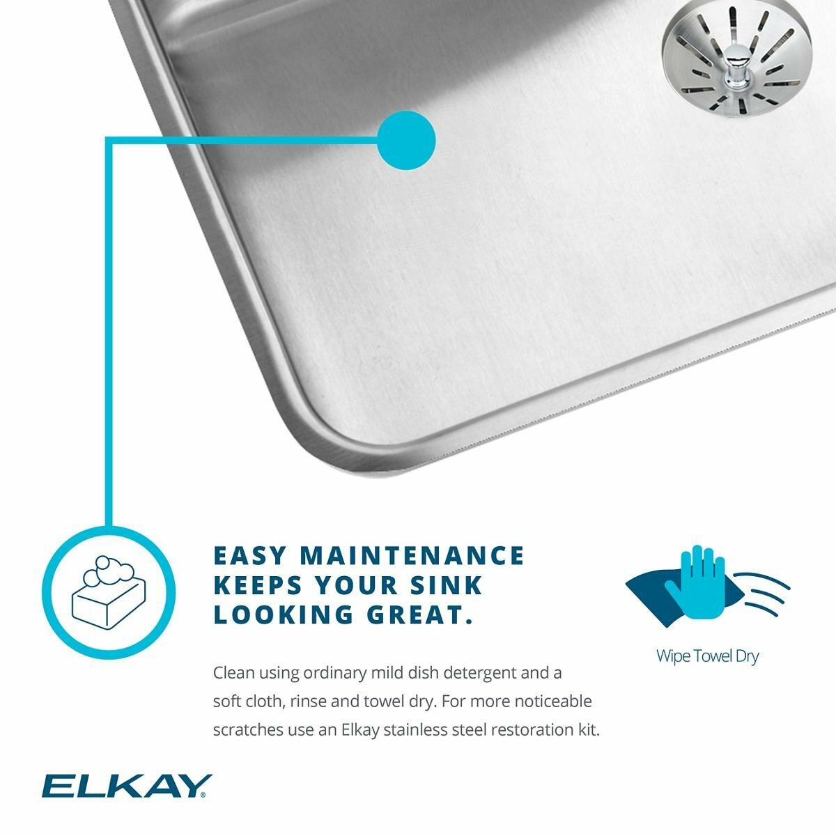 Elkay LR29183 Lustertone Stainless Steel Equal Double Bowl Top Mount Sink