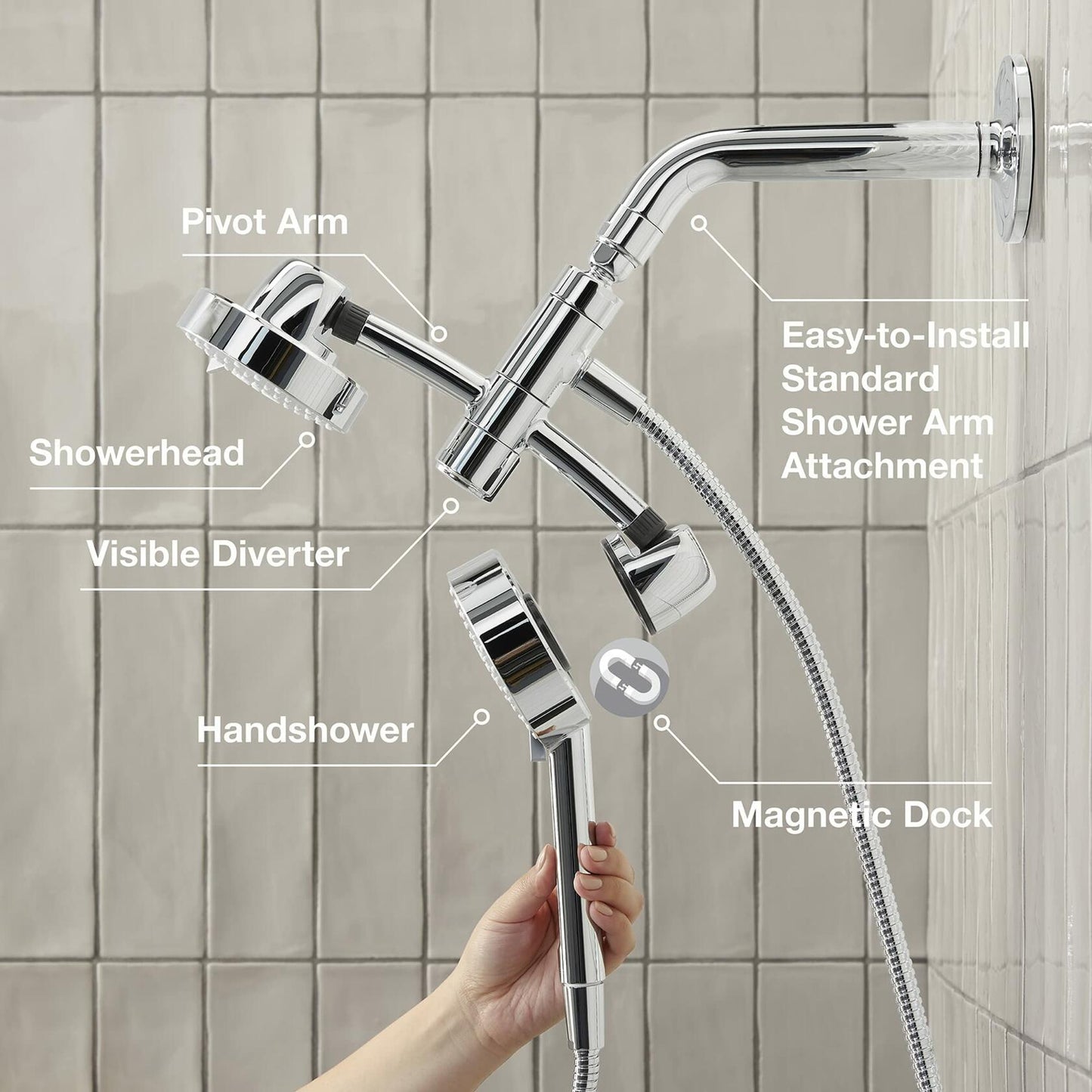KOHLER 23218-G-CP Awaken 2-in-1 Multifunction Shower Combo Kit, PC