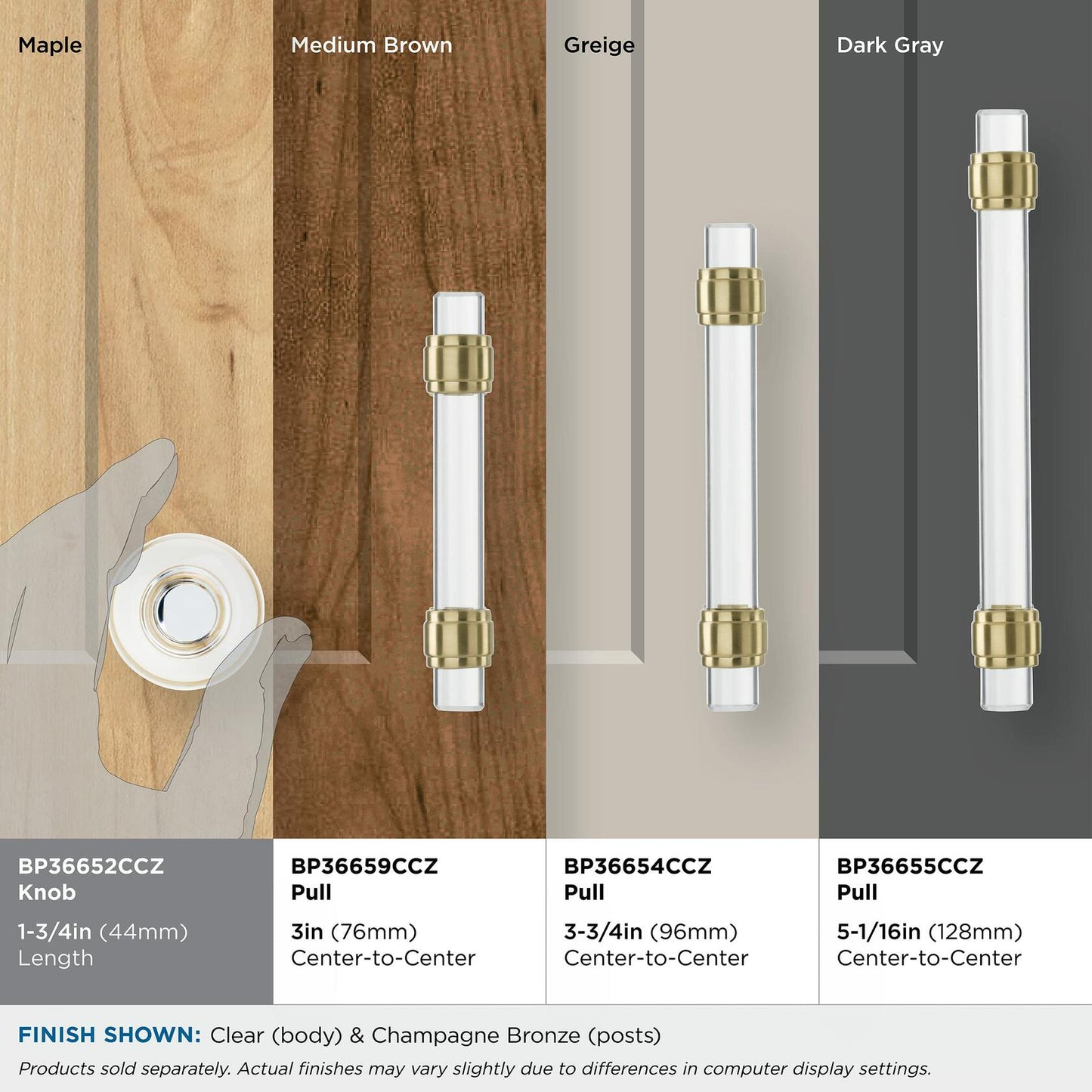 Amerock | Cabinet Knob | Clear/Champagne Bronze | Glacio