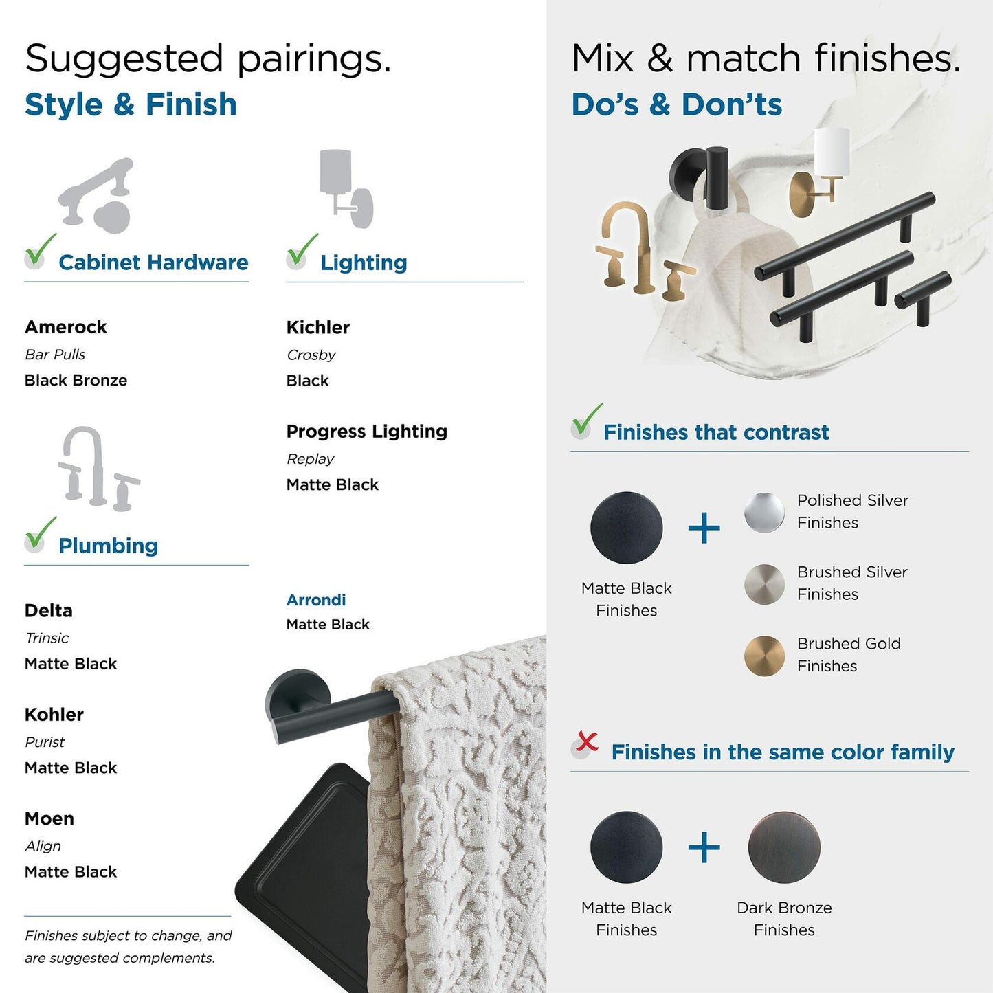 Amerock BH26541MB | Matte Black Towel Bar | 6-7/16 in Length Towel Holder