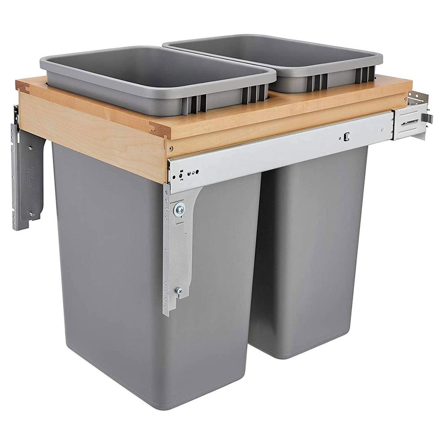 Rev-A-Shelf Double Pullout Under Cabinet Trash Can with Soft-Close, Silver