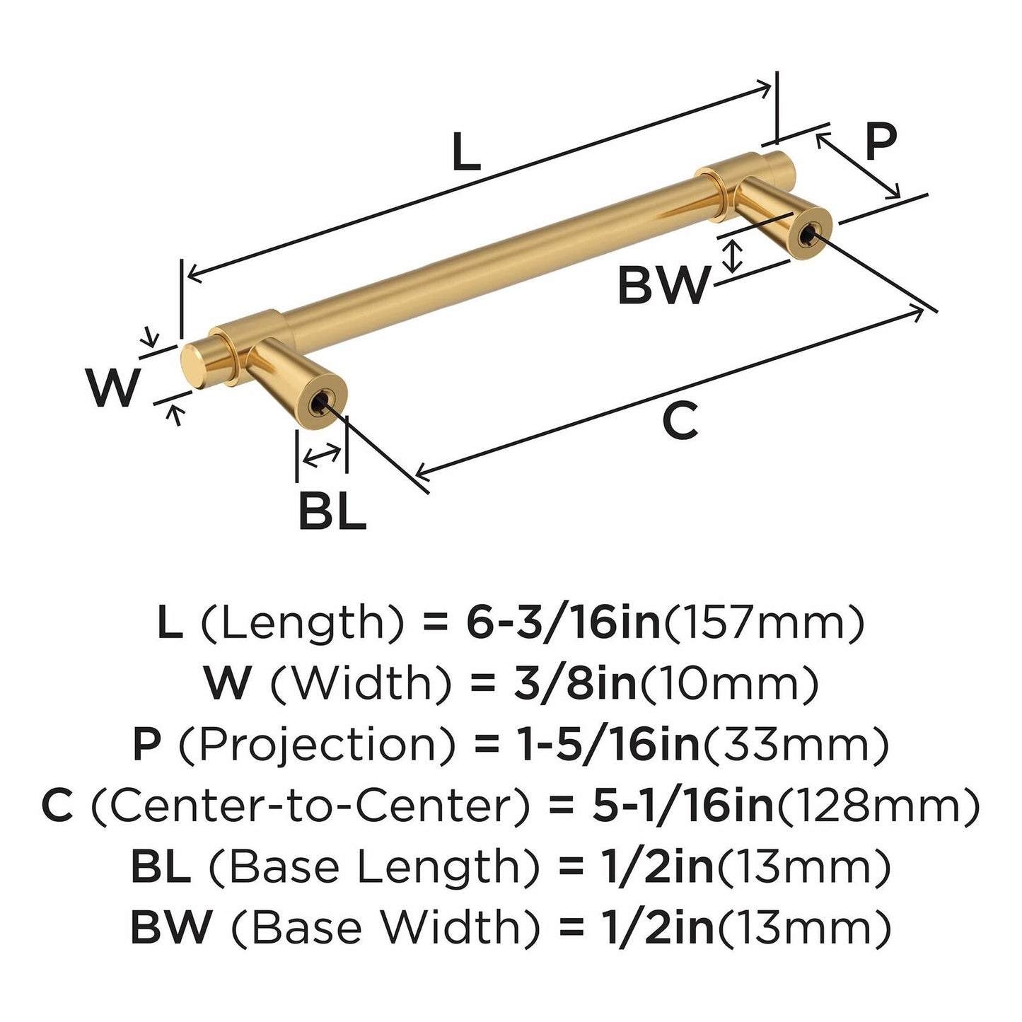 Amerock | Cabinet Pull | Champagne Bronze | 5-1/16 inch Center-to-Center