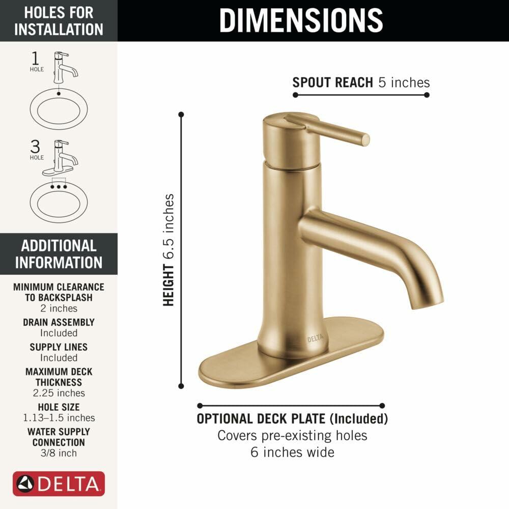 DELTA 559LF-CZMPU Trinsic Bathroom Faucet, With Drain Assembly, Champagne Bronze