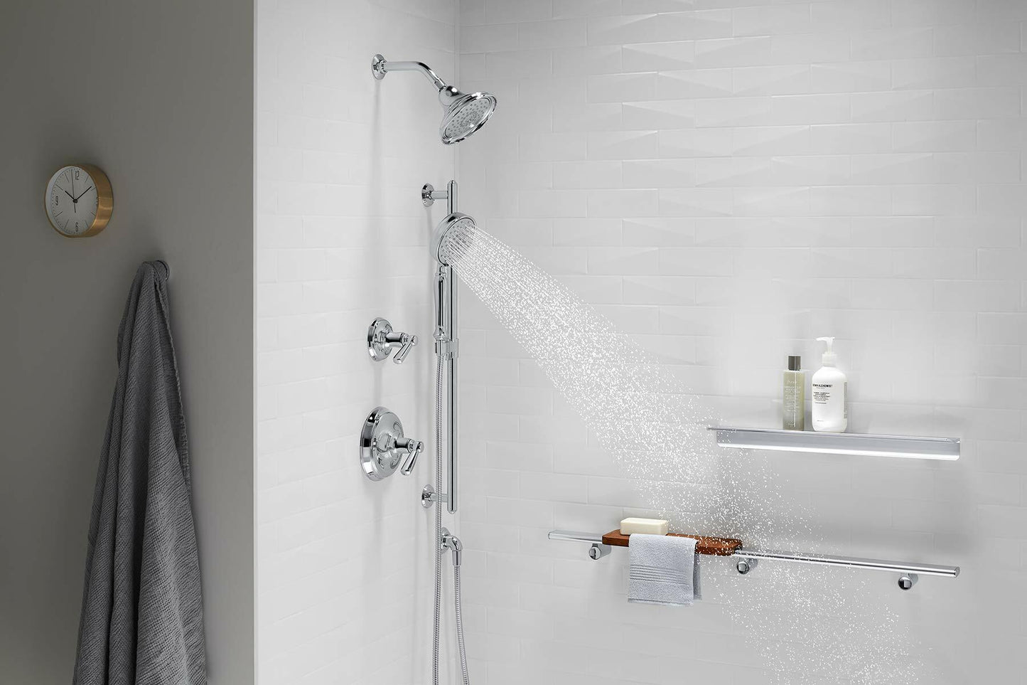 KOHLER 22163-G-CP Bancroft Handheld Showerhead with 3 Spray Settings,1.75GPM, PC