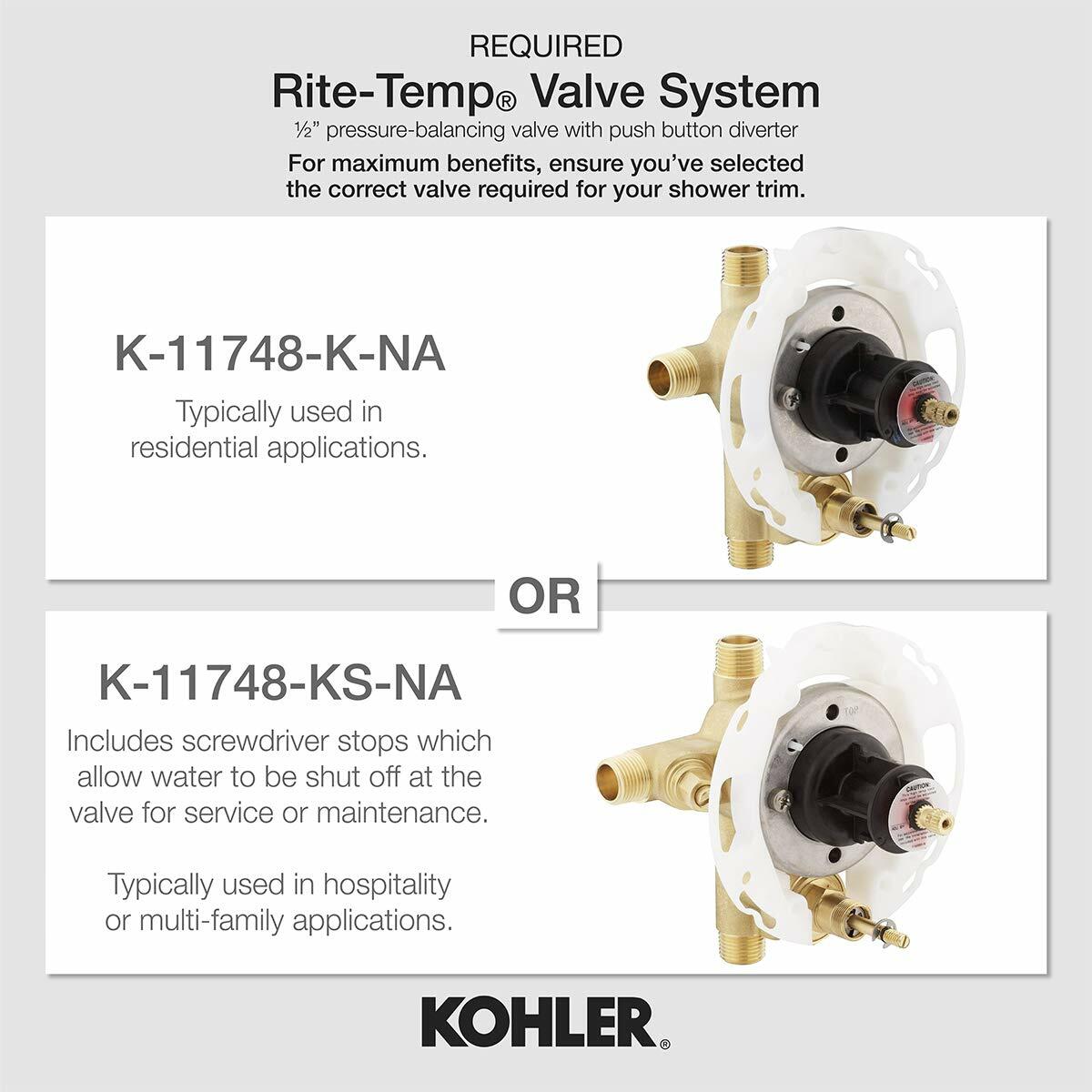Avid Rite-Temp Valve Trim with Push-Button Diverter and Lever Handle