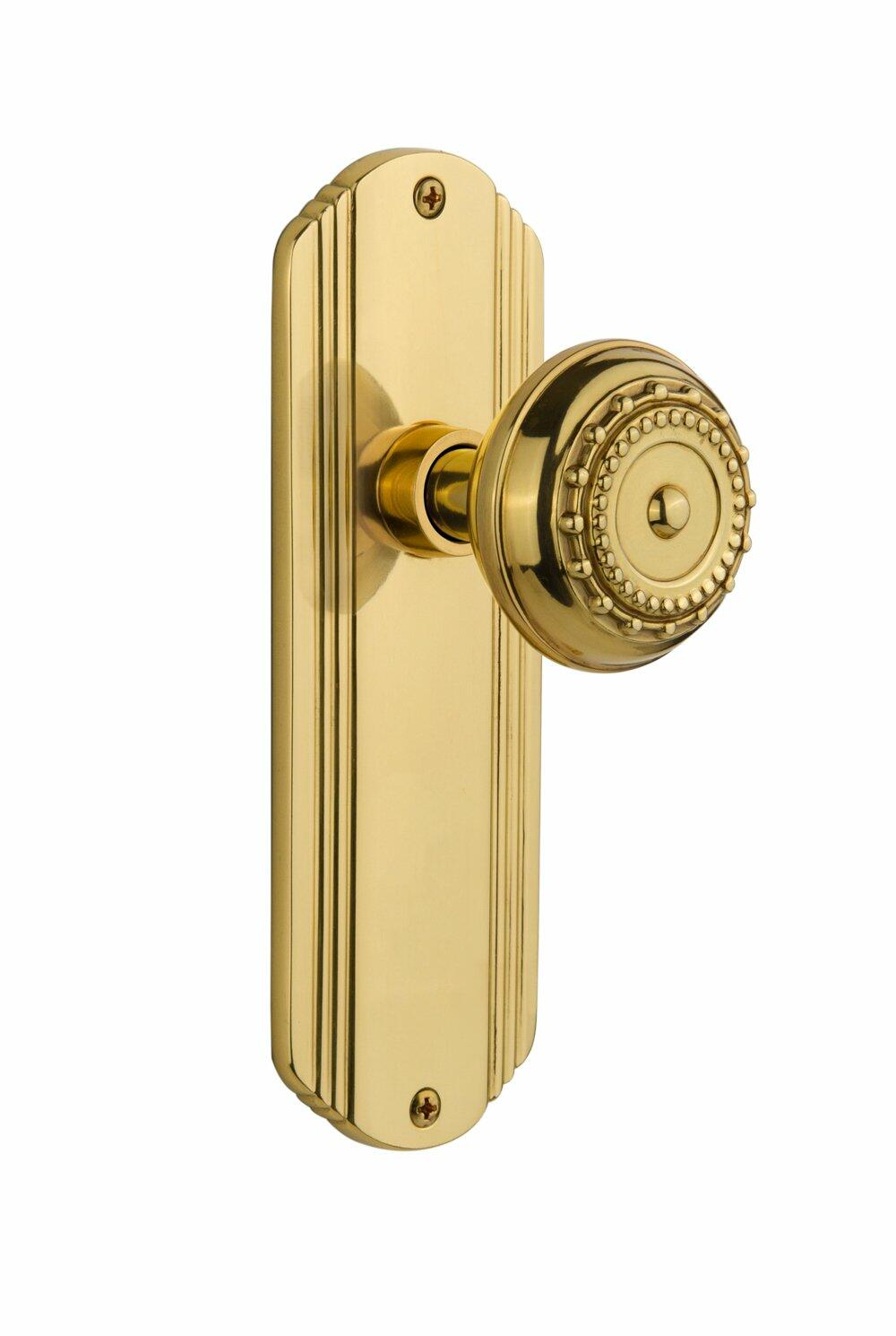 Nostalgic Warehouse Deco Plate with Meadows Knob Privacy-2.375", Polished Brass