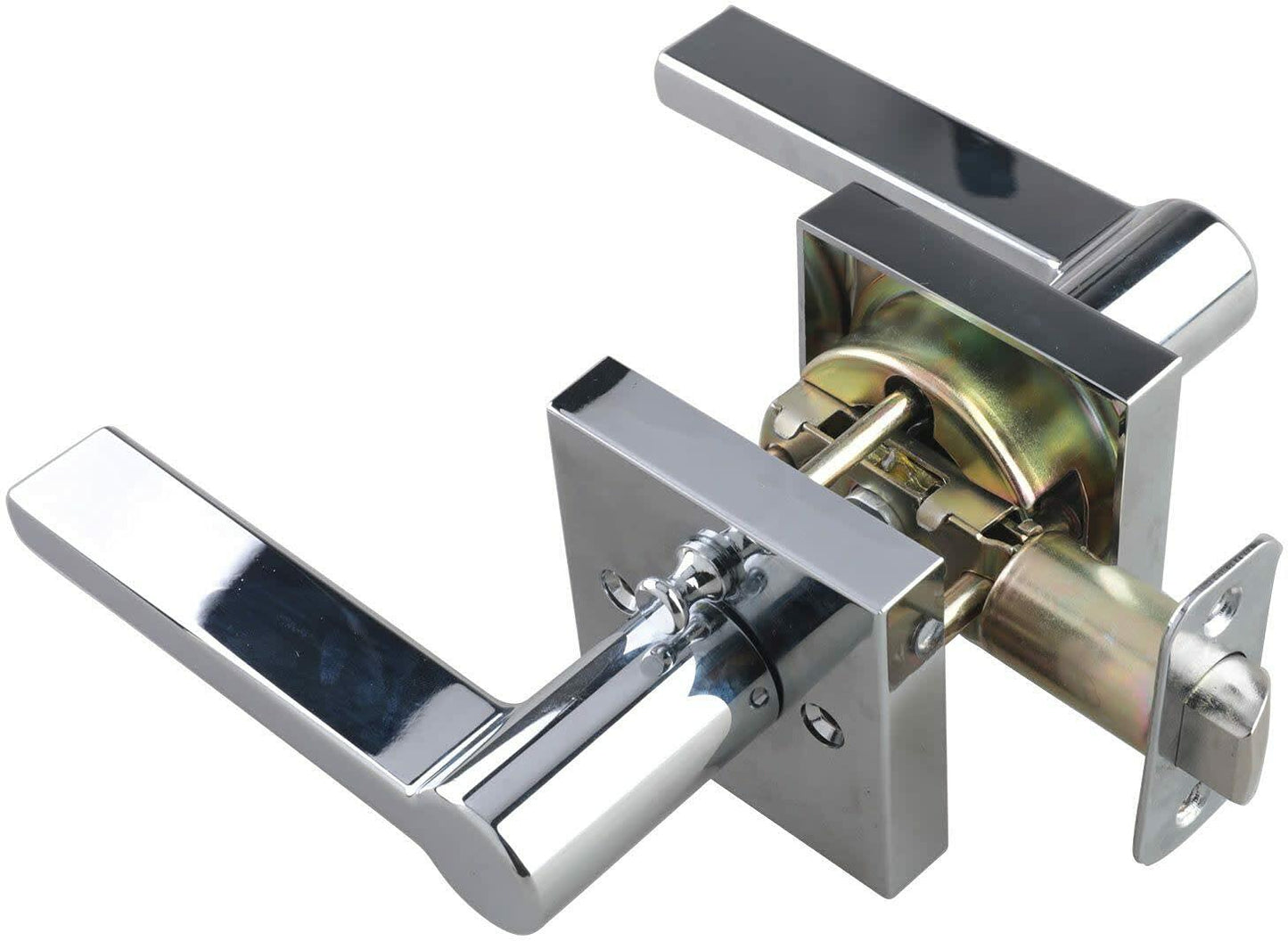 Miseno MLK3022 Lorton Flat Bar Privacy Door Lever Set - Satin Brass