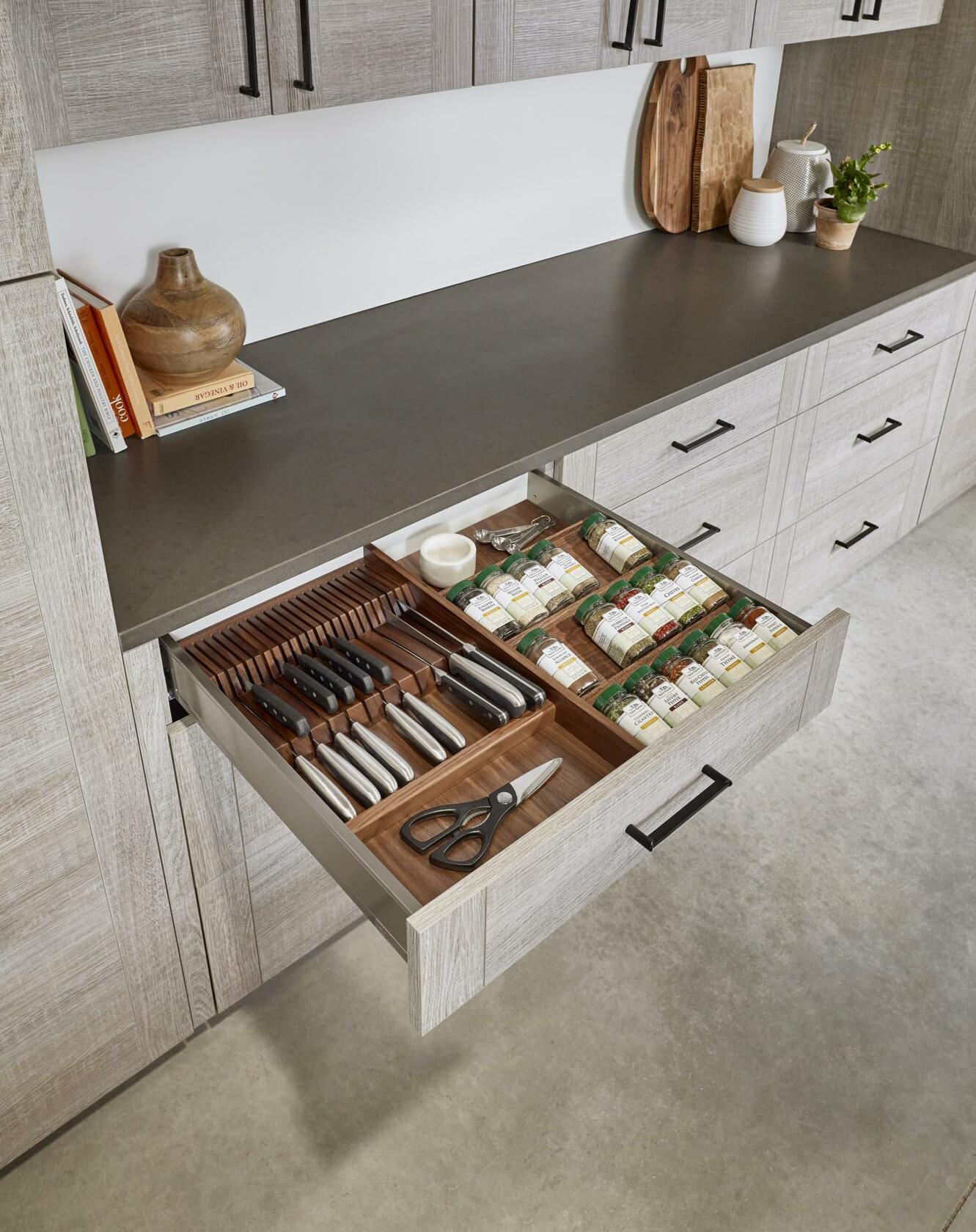 Walnut Trim To Fit Knife Block Drawer Insert Organizer
