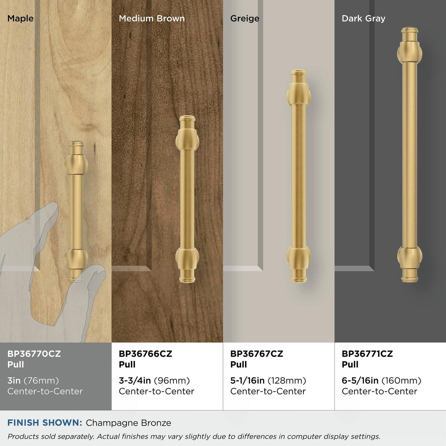 Amerock BP36770CZ Champagne Bronze Cabinet Pull 3 in (76 mm) Winsome