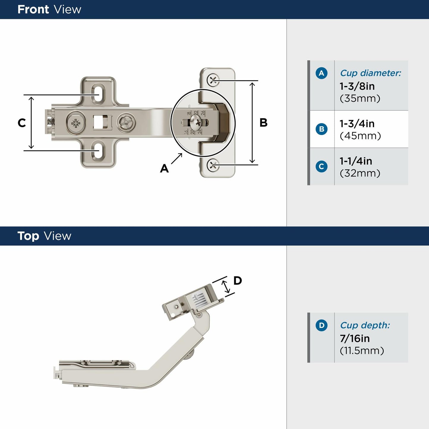 Amerock 2 Pack 135 Degree Lazy Susan Bi-Fold Door Euro Concealed Hinge, Corner