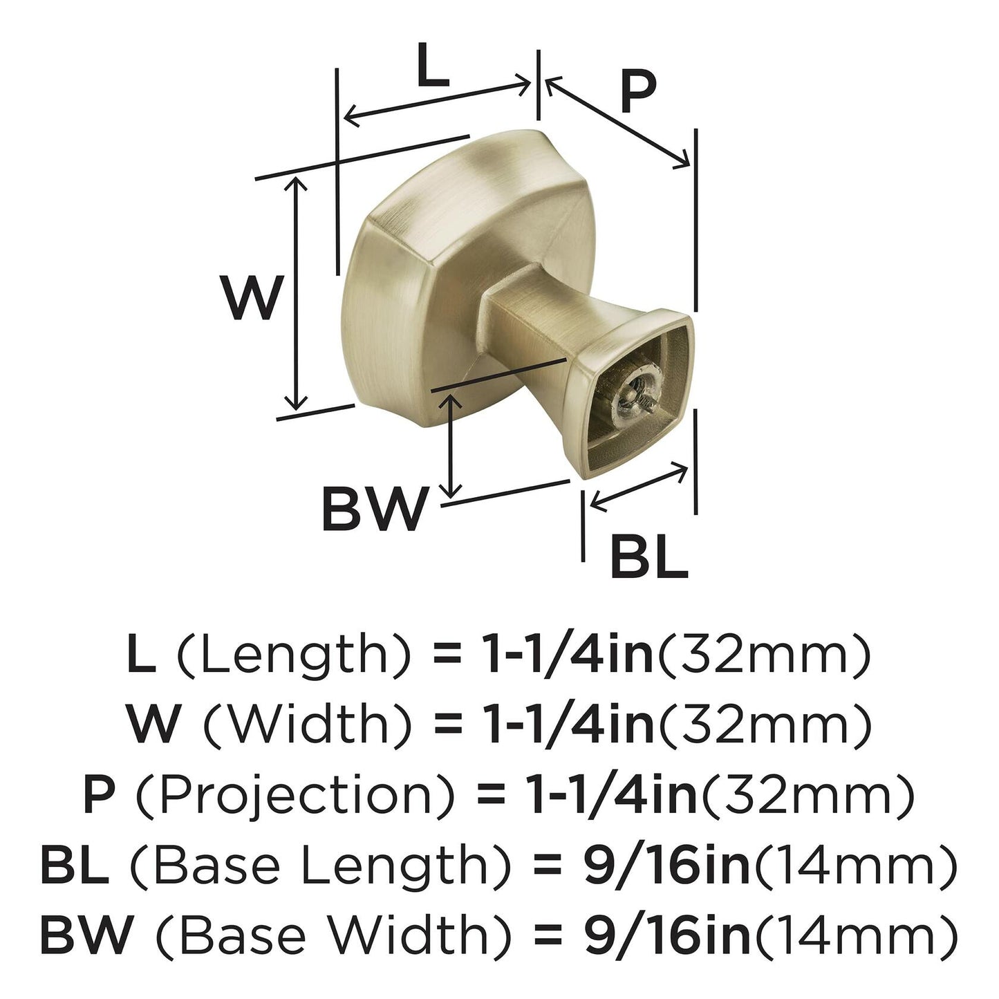 Amerock Cabinet Knob Golden Champagne 1-1/4 inch (32 mm) Length Stature