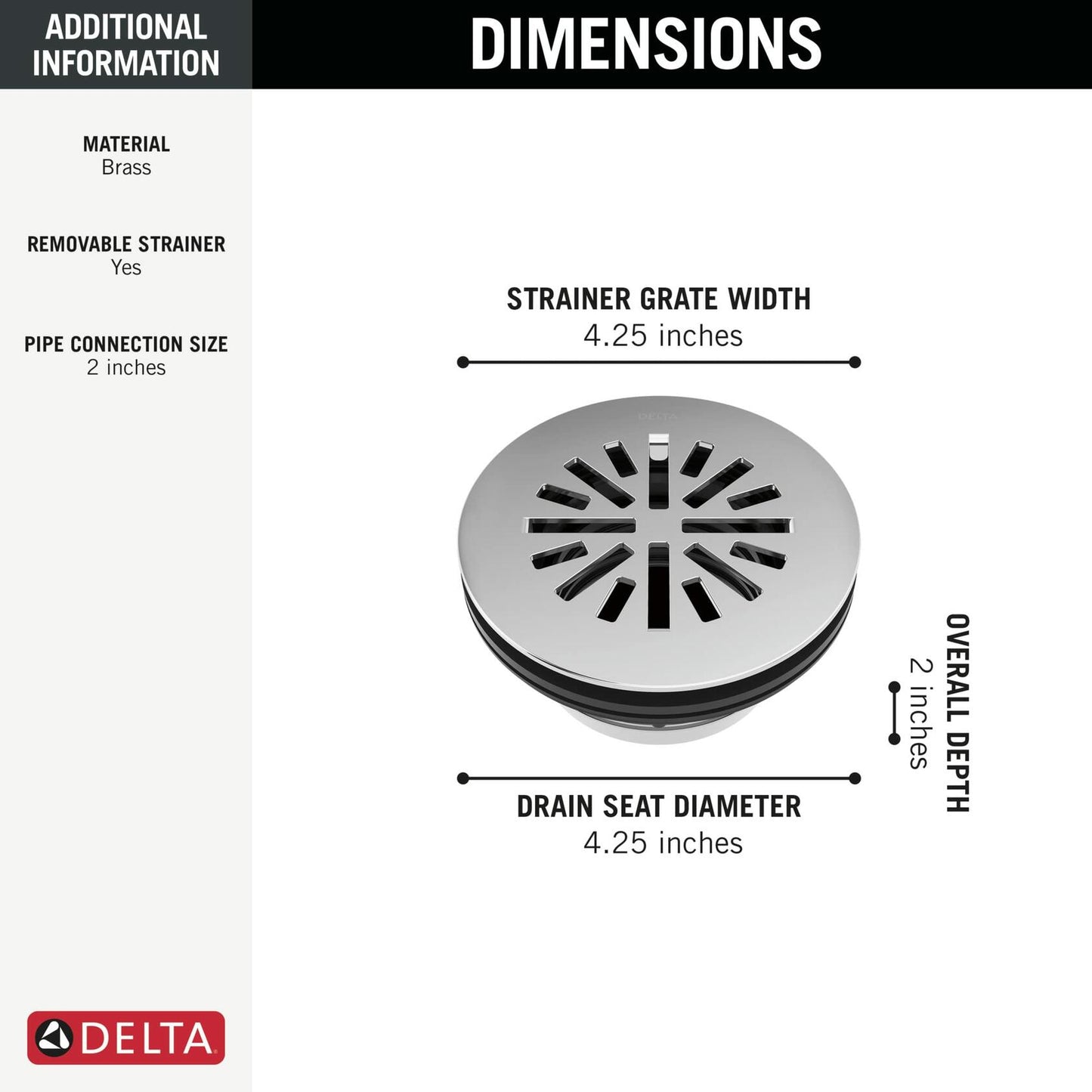 Delta Faucet 4 Inch Round Shower Floor Drain Chrome, Shower Drain Kit, Round