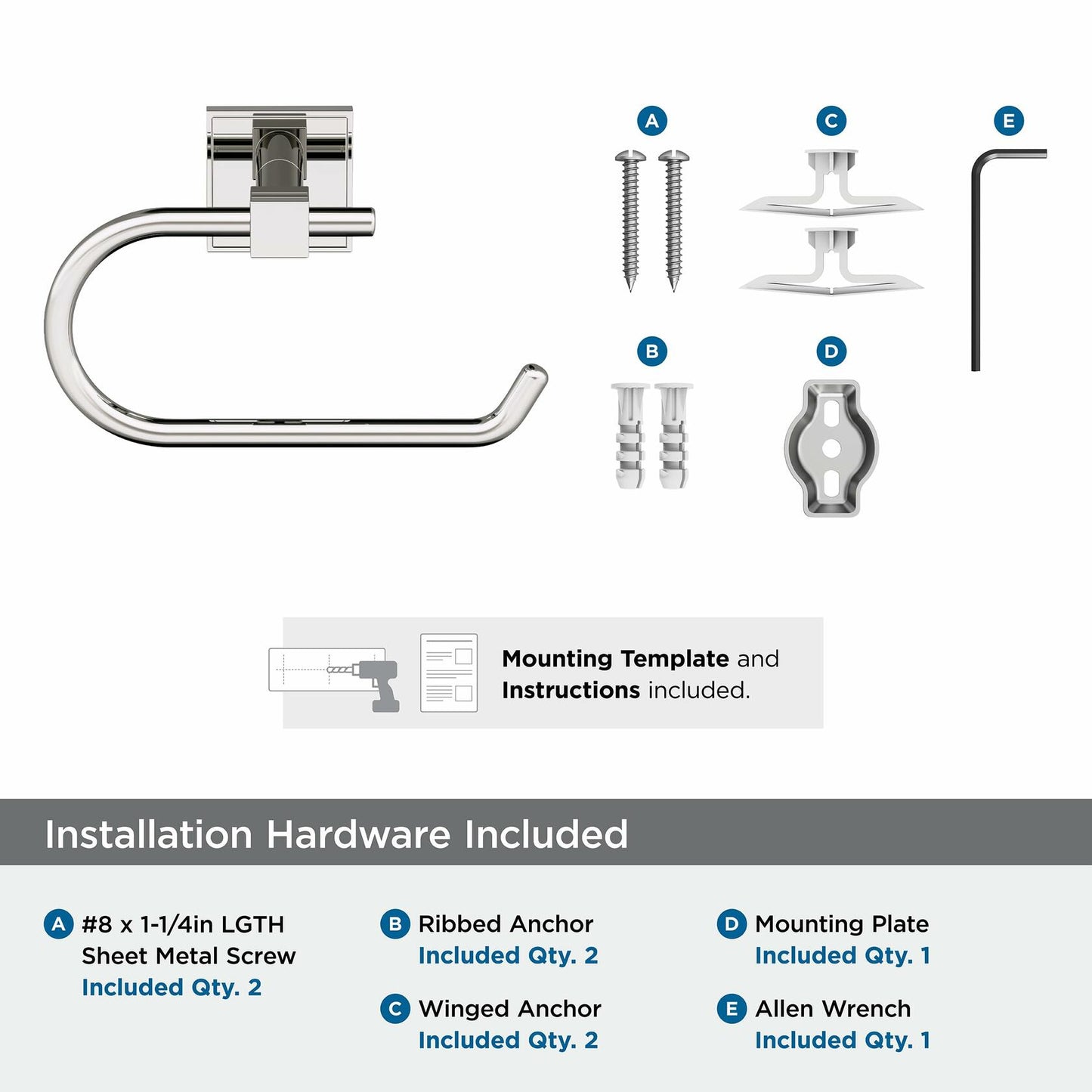 Amerock Appoint Polished Nickel Single Post Tissue Holder, BH36071PN