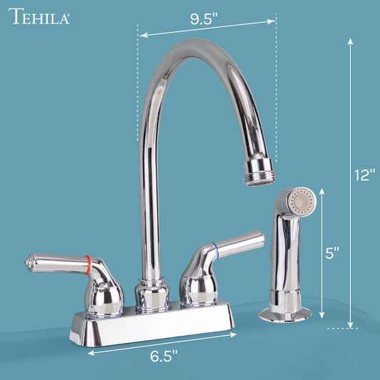 Tehila Chrome Finish Gooseneck Faucet with Side Sprayer - view 2